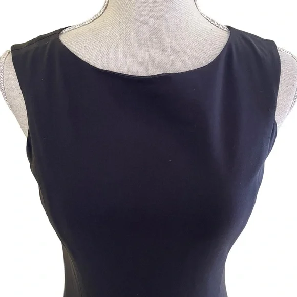 Shin Choi Deep Navy Blue Sleeveless Stretch Wool Sheath Dress 4 - Picture 2 of 8